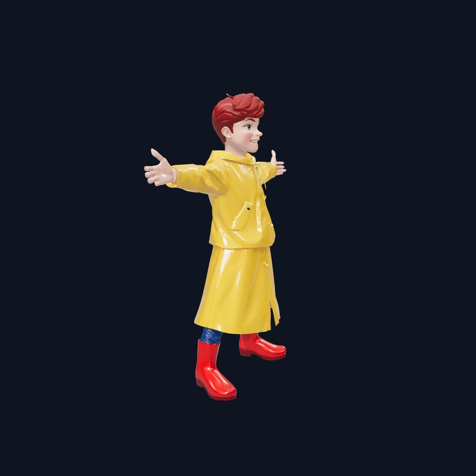 Cheerful Yellow Raincoat Kid model pack